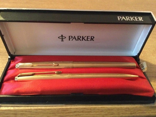 RARE VINTAGE PARKER Gold Fountain Pen and Propelling Pencil Set £85.00 ...