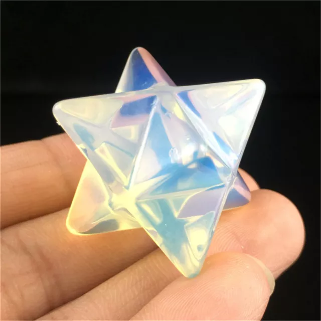 1pc AA++Carved Opalite Merkaba Star Quartz Crystal Pendant Reiki Healing