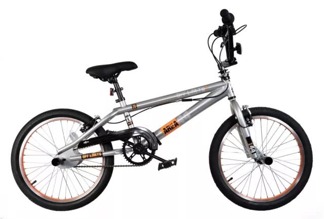 XN BMX Bike Area 44 20" Freestyle Boys Bicycle w 360 Gyro 2x Stunt Pegs Grey