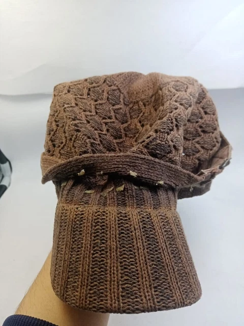 Used Brown Women Lady Girl Hat Cap Headwear Beret Winter Collectable Collect