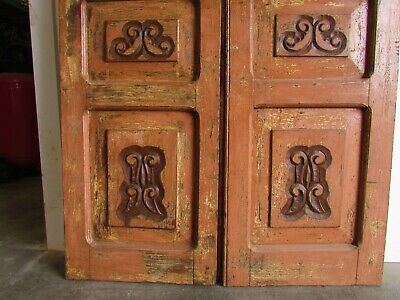 Antique Carved Pair Mexican Old Door-Postigo-Rustic-40x101-Barn Doors-Beautiful 2