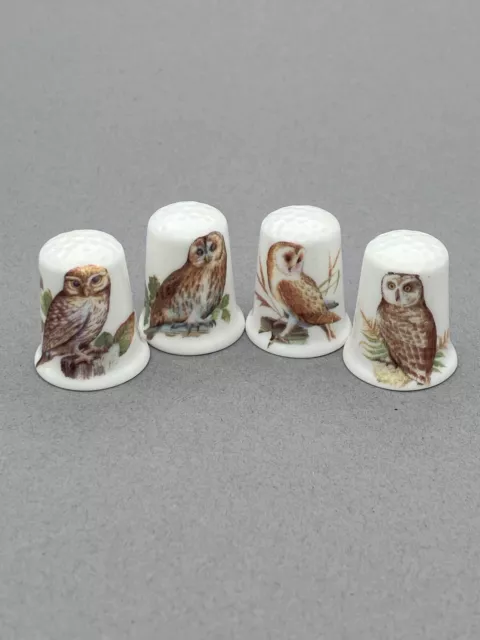 Owls English fine bone china thimbles full set of four