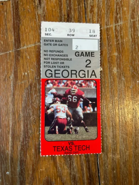 1996 NCAA GEORGIA BULLDOGS vs. TEXAS TECH RED RAIDERS FOOTBALL TICKET STUB GOOD