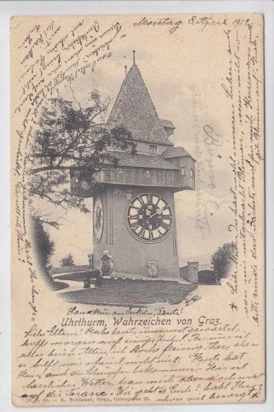 AK Graz, Uhrturm, um 1900