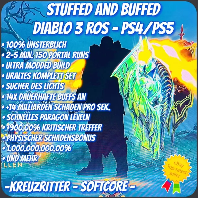 ✨Diablo 3 RoS PS4/PS5 - ULTRA MODDED Kreuzritter - Softcore 100% Unsterblich✨