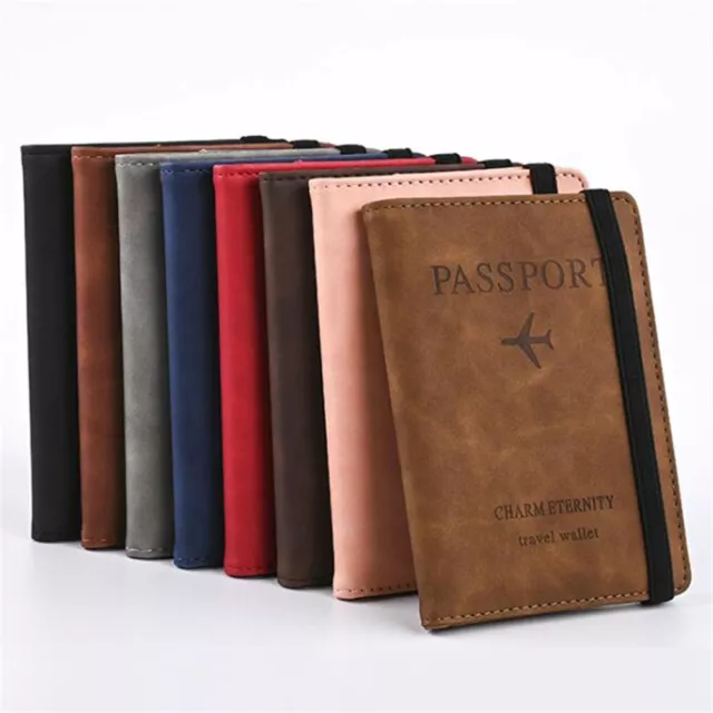 Travel Passport ID Wallet Holder Cover RFID Blocking Card Case Cover Leather UK