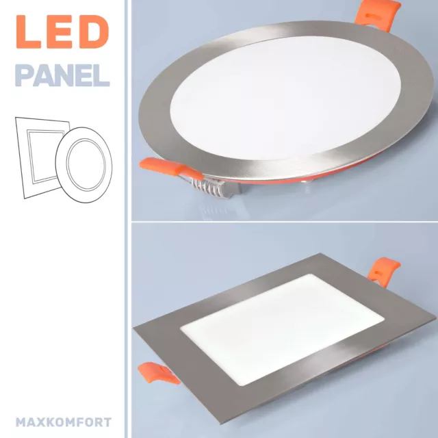 LED Panel Ultraslim flach Einbaustrahler Eisen gebürstet Deckenleuchte Spot