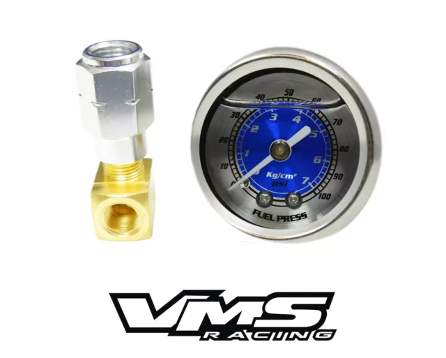 Vms Racing Engine Fuel Pressure Gauge Kit Blue For Gm Ls2 Lt1 Ls6 Ls1