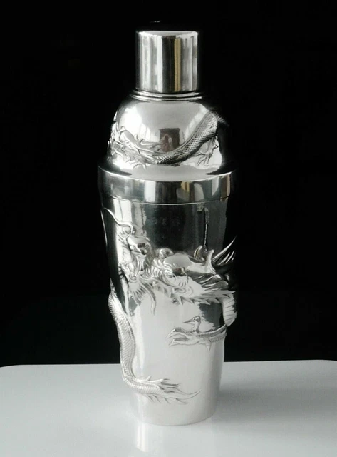 Chinese Export Silver Dragon Cocktail Shaker, Zeewo