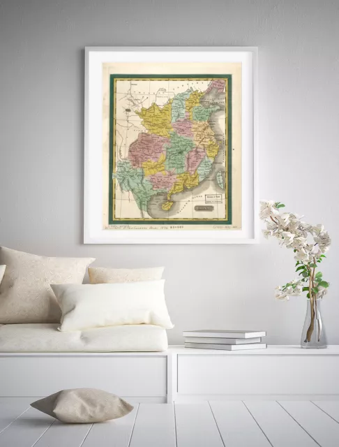 1832 Map| China| China Map Size: 20 inches x 24 inches |Fits 20x24 size frame (o