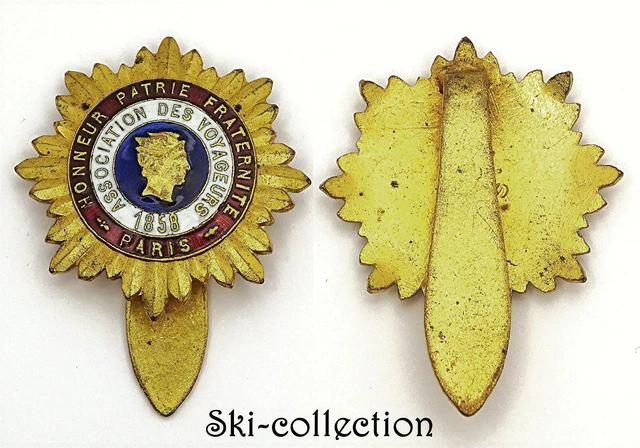 Insigne émaillé Vintage Association Des Voyageurs Paris – Honneur Patrie Fraternité