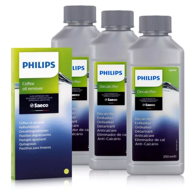 Philips Saeco Set 1x Kaffeefettlöser Tabletten & 3x Saeco Entkalker 250ml