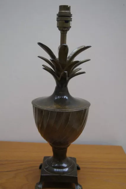 Vintage Painted Bronzed Metal Pineapple on plinth Rochamp Vintage Table Lamp