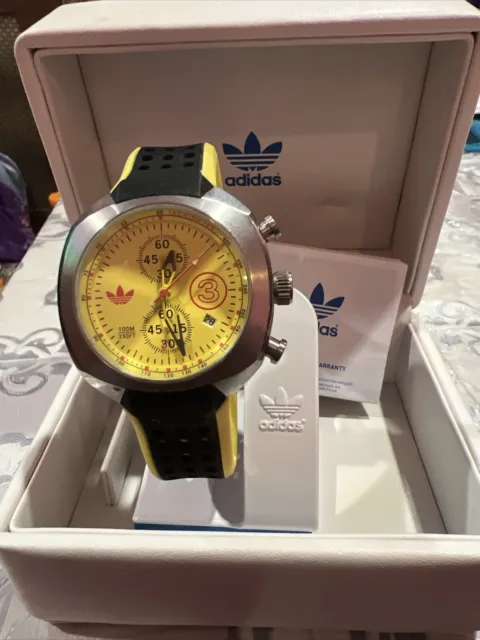 Brand New Adidas Originals SS Case Yellow Dial Chronograph Men’s Watch ADH1356