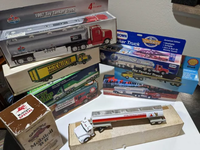 Lot of 9 Gas Oil Toy Tanker Trucks 1994 1995 1997 BP Exxon Amoco  With Boxes Cit