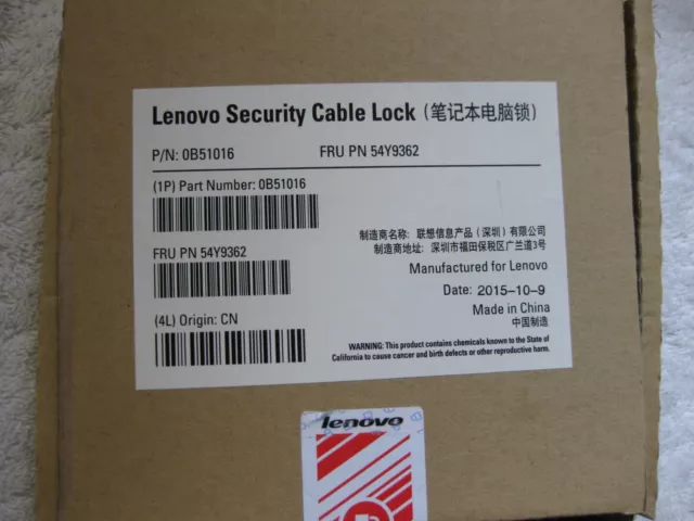 Lenovo Security Cable Lock - 54Y9362 0B51016 unused and in original box