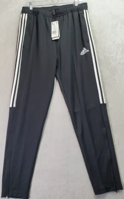 adidas Sereno Training Pants Men Large Black Zip Pocket Elastic Waist Drawstring