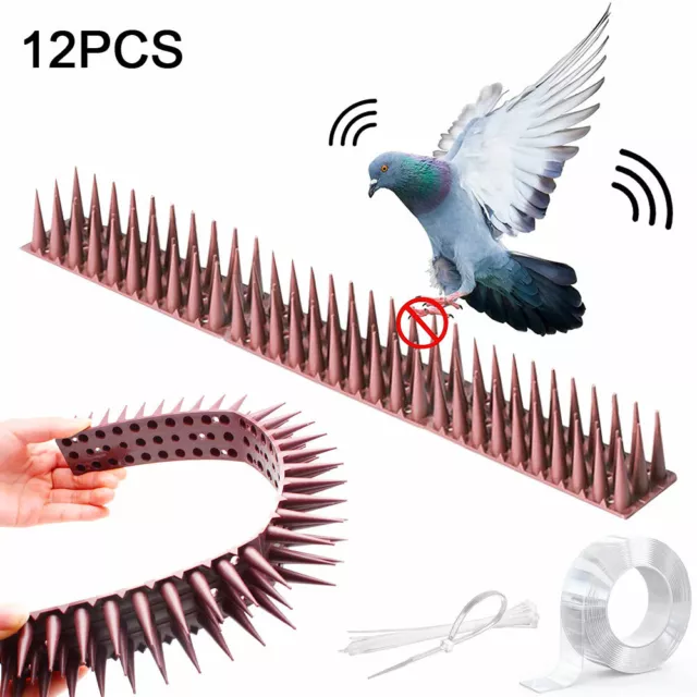 Defender Spikes Cat and Deterrent Anti Theft Climb Strips - 12pk [17 Foot]