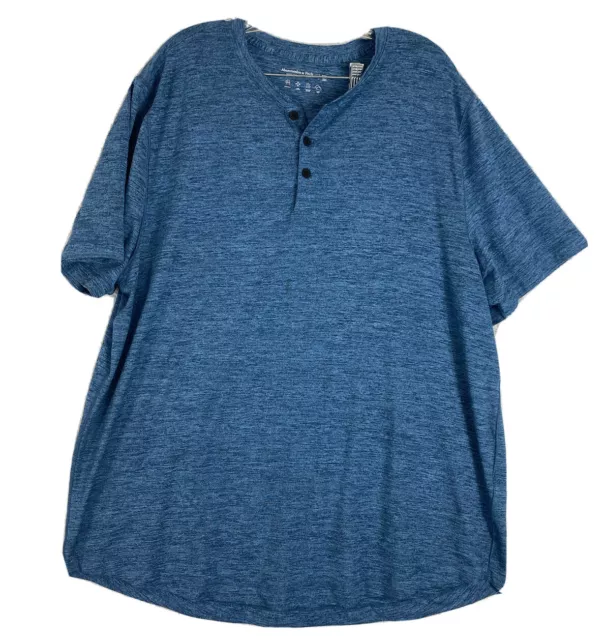 Abercrombie & Fitch Soft A&F Air Knit Henley Shirt Men's XXL Short Sleeve Blue