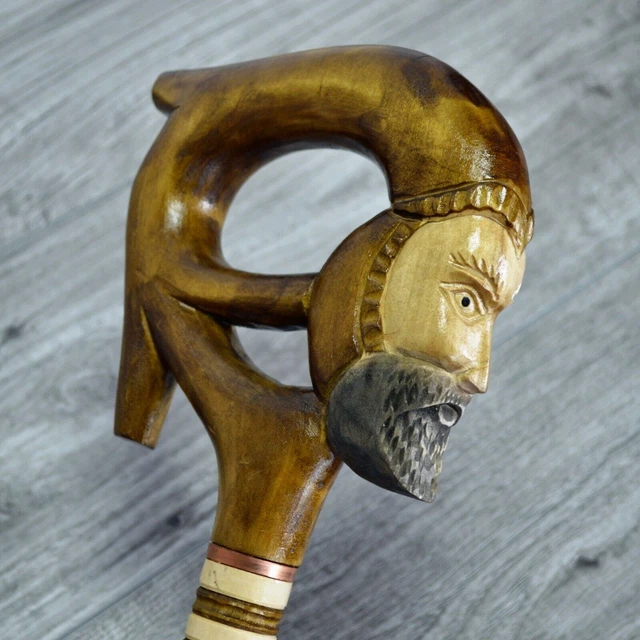Bastone da passeggio in canna Legno intagliato a mano - Magician Brown / UK