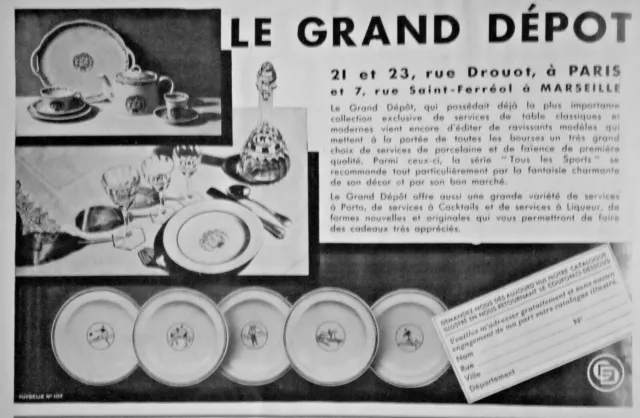 Publicité De Presse 1931 Le Grand Dépot Services De Table Classique Moderne