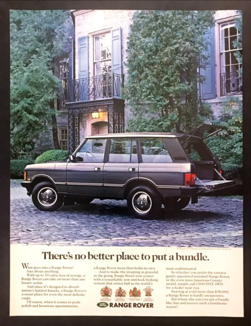 1990 Land Rover Range Rover photo "No Better Place to Put a Bundle" print ad