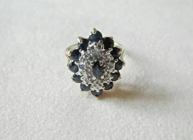 2.50 CT LAB Created Blue Sapphire Cocktail Cluster Ring 14k Yellow Gold ...