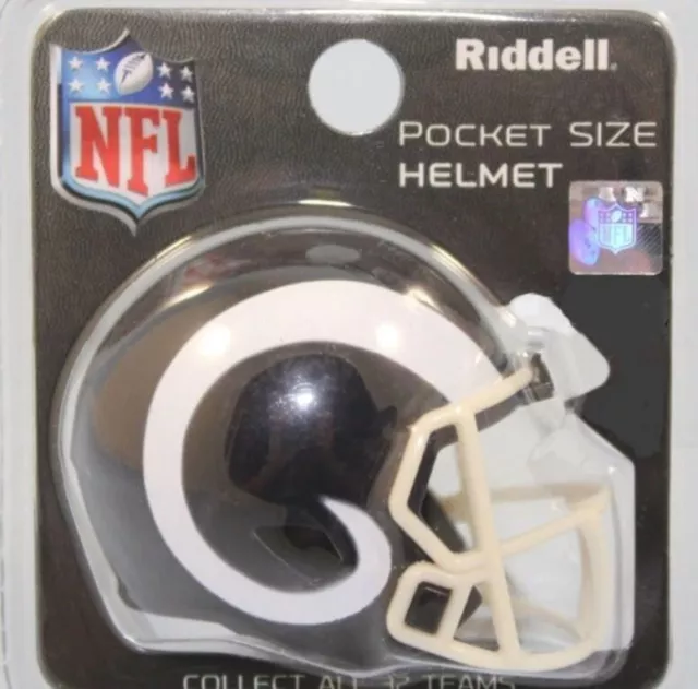 Nfl Los Angeles Rams Pocket Speed Helmet Riddell Rare Black & White Horns