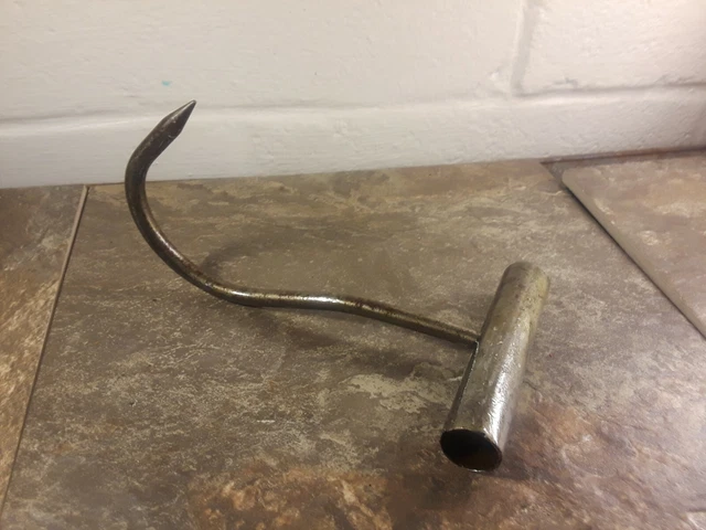 Old Vintage Blacksmith Forged Hay Hook - Barn Farm Implement - GUC! Cast Iron!