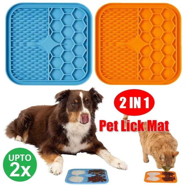 Silicone Dog Pet Lick Mat Pad Boredom Buster Slow Feeder Bath Grooming Helper