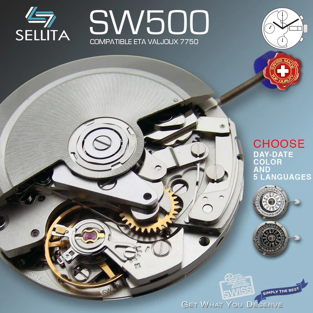 MOVEMENT SELLITA AUTOMATIC SW500, 5 languages, black+white MOVEMENT SELLITA AUTOMATIC SW500, 5 languages, black+white