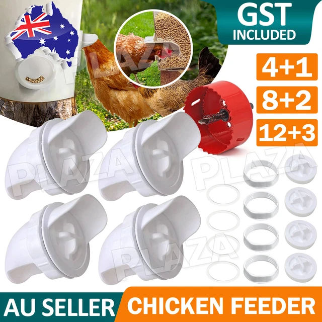 New Chicken Feeder Poultry Pro Feeder DIY Port PVC Gravity Fed Chicken Feeder AU