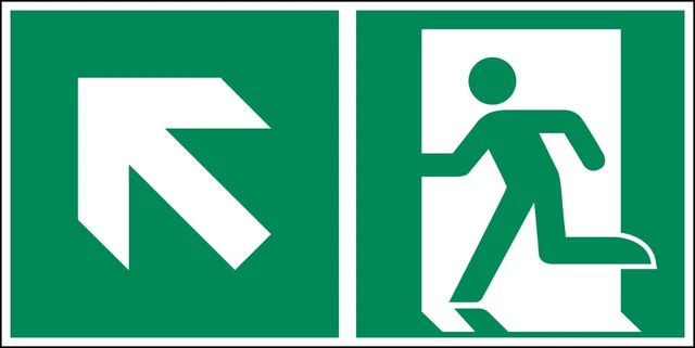 vsafety 14026 ax-r Fire Exit sign, NHS Fire Exit Freccia a sinistra, in plastica rigida, paesaggio, 300 mm x 100 mm, colore: verde