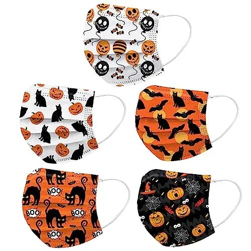 Halloween Disposable Face_Masks with Designs for Adults,3-Ply Halloweenn a