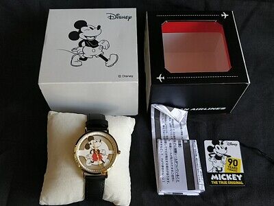 JAL Disney Mickey 90th Anniversary Limited Skelton Watch with box set -e1020-