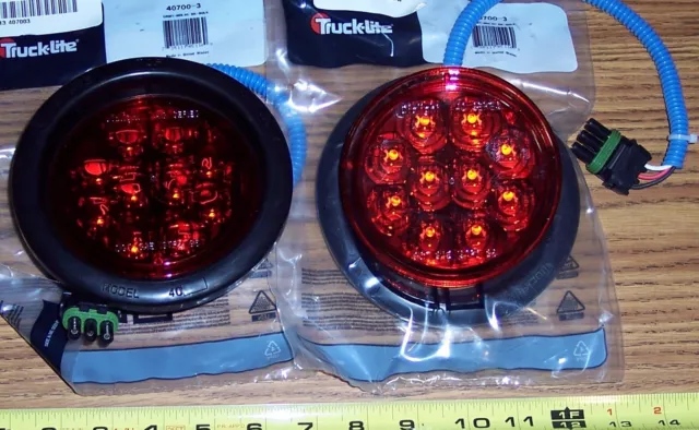 2ea.- DIALIGHT 4" ROUND RED LED S/T/T TAIL LIGHTS TRAILER, BOX TRUCK UTILITY VAN