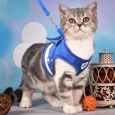 Breathable Escape Proof Cat Walking Harness with Lead Puppy Kitten Clothes Vest