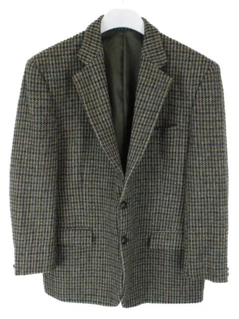 Harris Tweed Blazer Homme (UK) 42 Motif Carreaux Laine Simple Boutonnière Cran