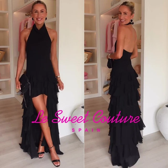 ZARA WOMAN NWT Ss25 Black Halter Ruffle Maxi Dress All Sizes 3697/097/800  $118.90 - PicClick