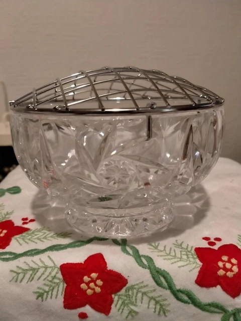 Vintage Rose Posy Flower Crystal Bowl