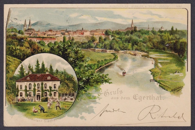Gruss Aus Dem Egerthal Cheb Ak Litografia Boemia Bohemia Cesko Czech