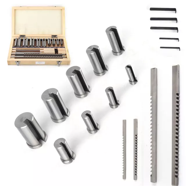 18x HSS Keyway Broach Kit Inch Size Collared Bushing Shim Set Metalworking Tool