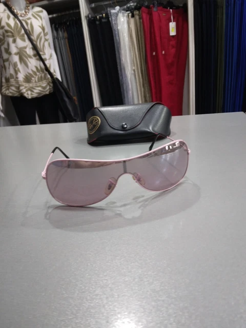 Ray-Ban RB 3211 Small Mascherina Rosa  Lenti Rosa Buone Condiz. Con Fodero M178 3