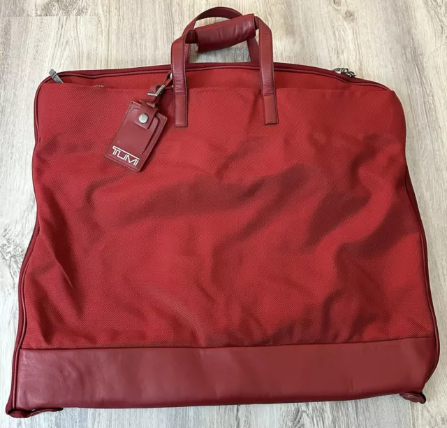 TUMI Red Bi-Fold Garment Travel Bag Luggage Ballistic Nylon Shoulder Strap