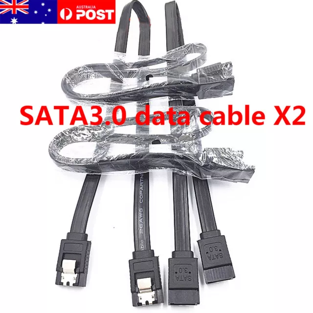 NEW 40CM 2x SATA 3 III 3.0 Data Cable 6Gbps for HDD SSD with Angle & Lead Clip