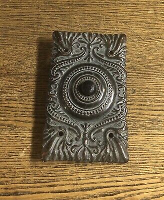 Beautiful Antique Wrought Brass Doorbell Plate, c1900 & New Button W/ Contacts