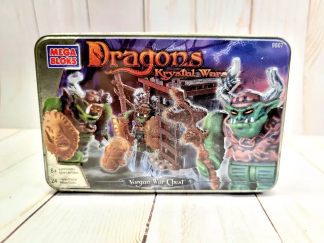 Mega Bloks Dragons Krystal Wars Vorgan War Chest 9867 2003 *Worn Box Tin Only*