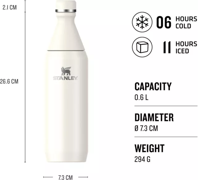 Stanley The All Day Slim Water Bottle 0.6L [Cold 6 hours/warm 11hr] - Cream