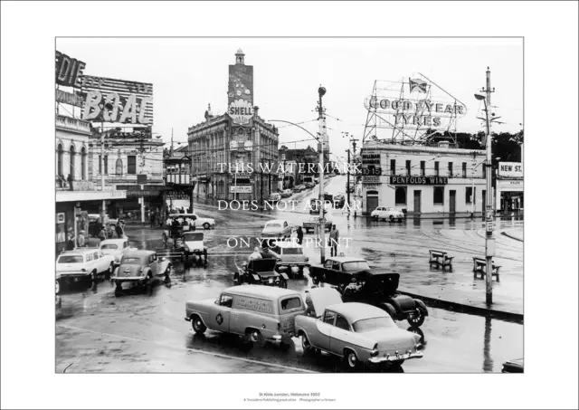 Melbourne St Kilda Junction A2 Art Print – Rainy Sunday – 59 x 42 cm Poster