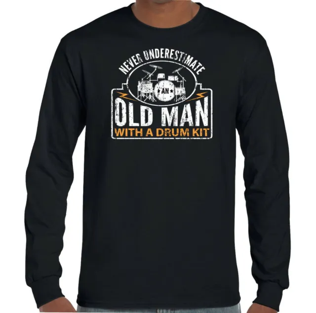 T-shirt batteria Never Underestimate An Old Man batteria kit uomo divertente batterista top